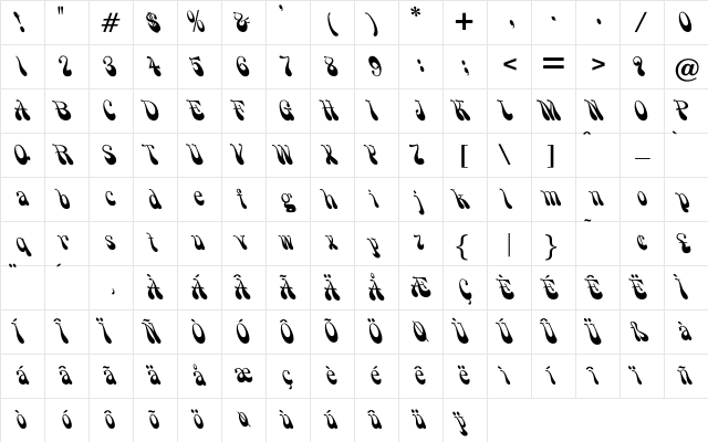 OPTISmoke Regular Character Map