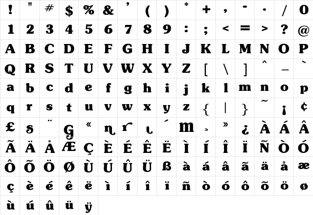 OPTISouvenir-Bold Regular Character Map