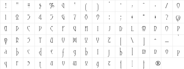Moonstone Regular Character Map Moonstone Regular Character Map