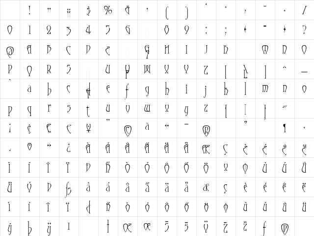 Moonstone Regular Character Map Moonstone Regular Character Map