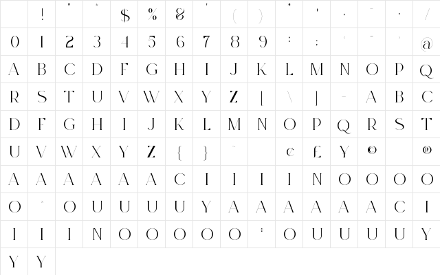 Moon Type Free Demo Regular Character Map