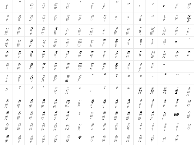 Opus Magnus Outline Condensed Italic Condensed Italic Character Map
