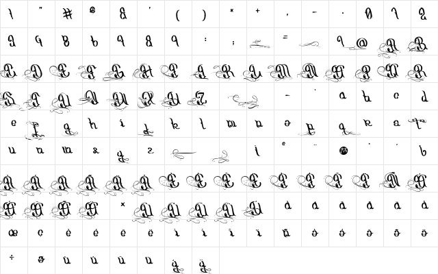 Origine du Monde Regular Character Map