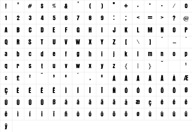 Auralle Regular Character Map