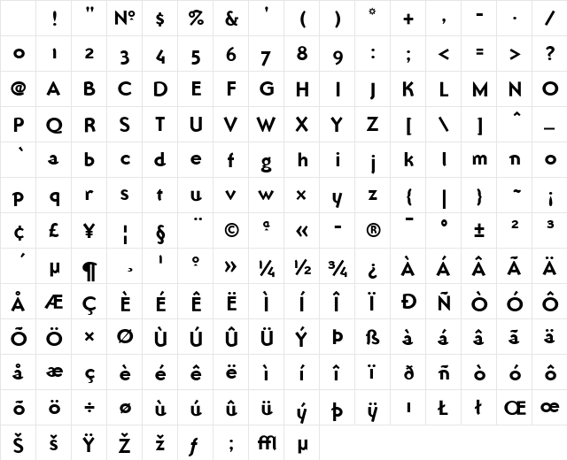 Ottomat Bold Character Map Ottomat Bold Character Map