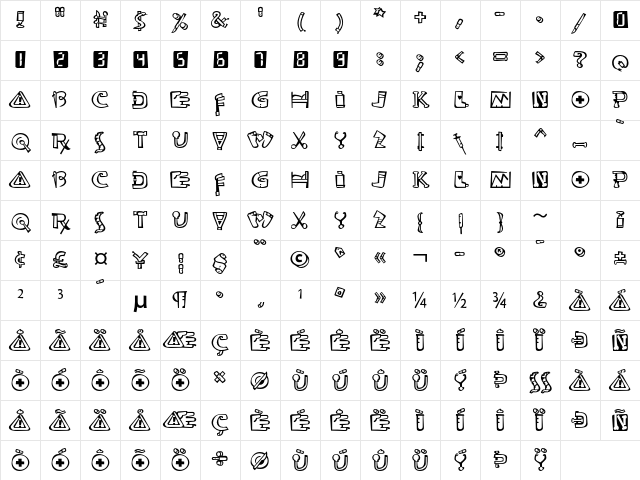 Ouch! Std Regular Character Map