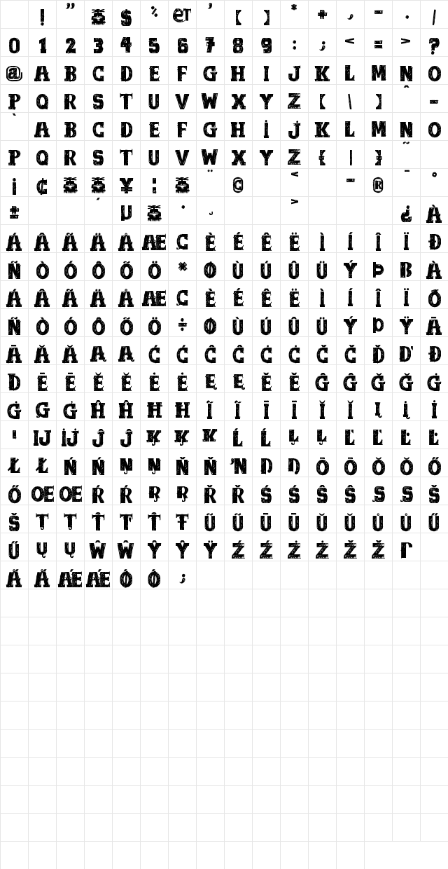 out of tune Regular Character Map out of tune Regular Character Map