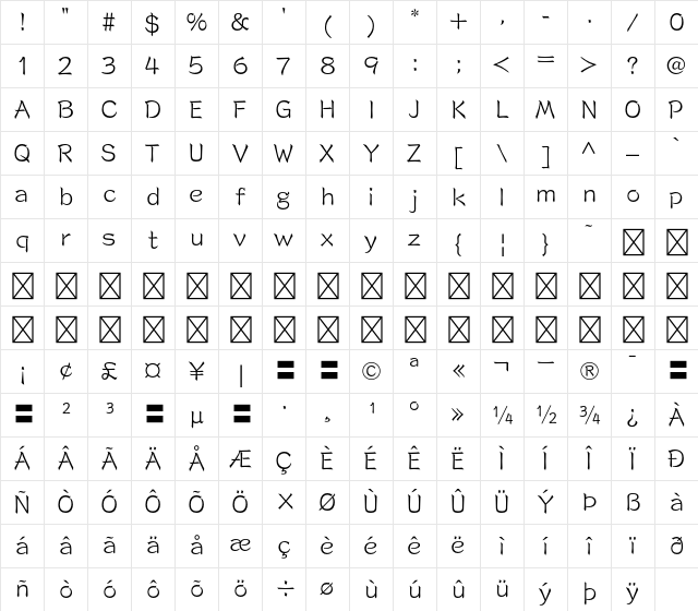 A-OTF Outai Fujikana Std Light Character Map