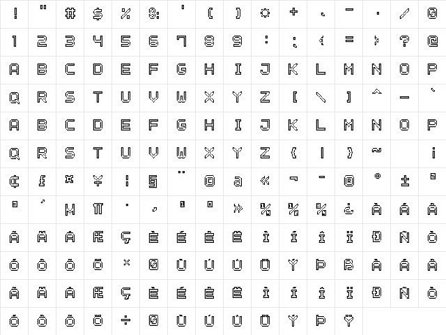 Outline Pixel7 Regular Character Map