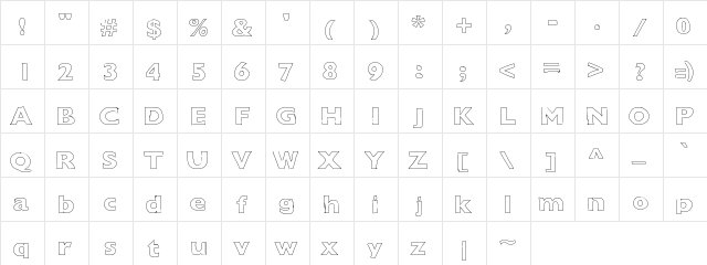 Outline Medium Character Map Outline Medium Character Map