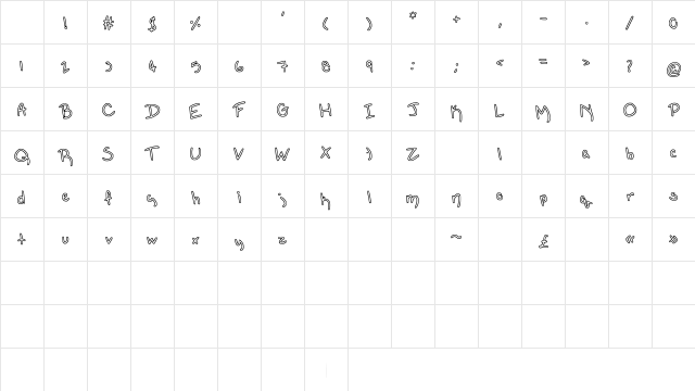 Outline Medium Character Map Outline Medium Character Map