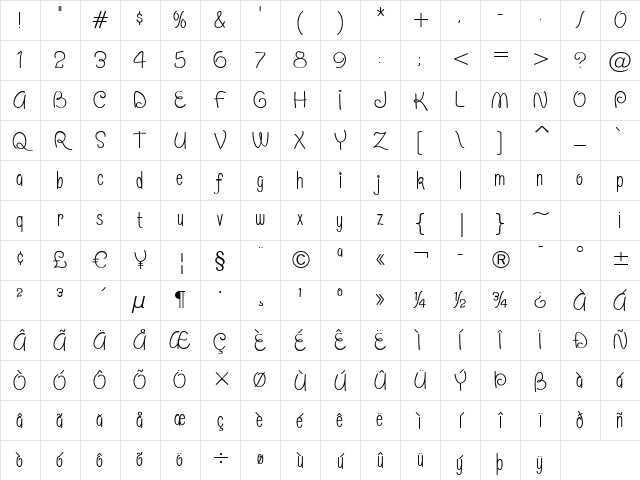 Morning Limerick BTN Cond Lt Regular Character Map