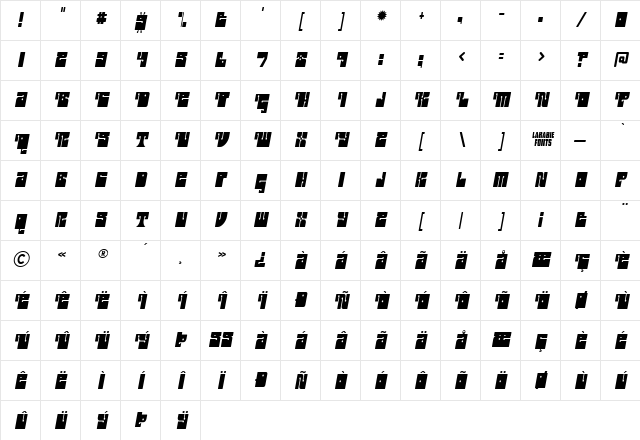 Outright Regular Character Map