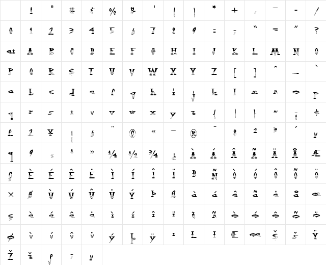 OutwestHalfEmpty Medium Character Map