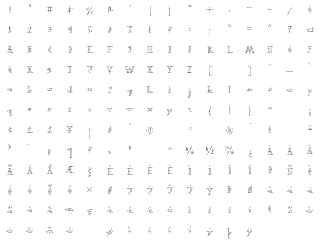OutwestLight Regular Character Map OutwestLight Regular Character Map