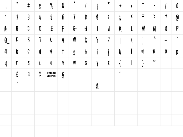 Overdose Regular Character Map