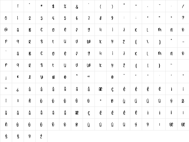 Morning Spirit Regular Character Map Morning Spirit Regular Character Map