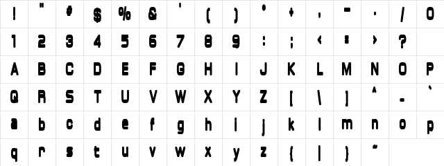 Overload SuperBold Character Map