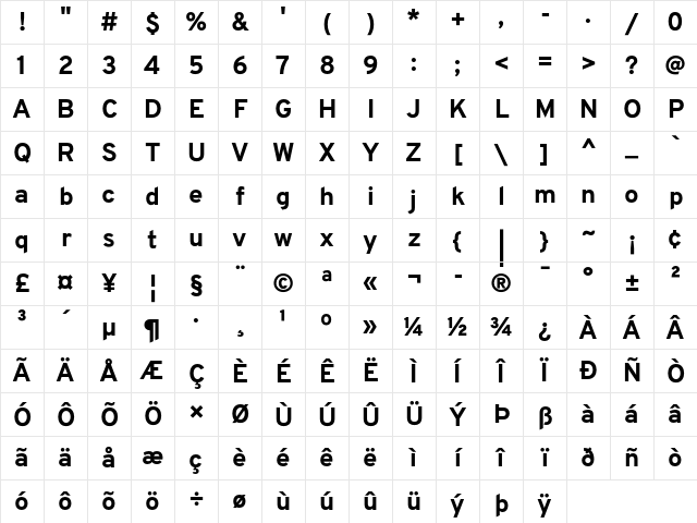 Overpass Nerd Font Regular Character Map