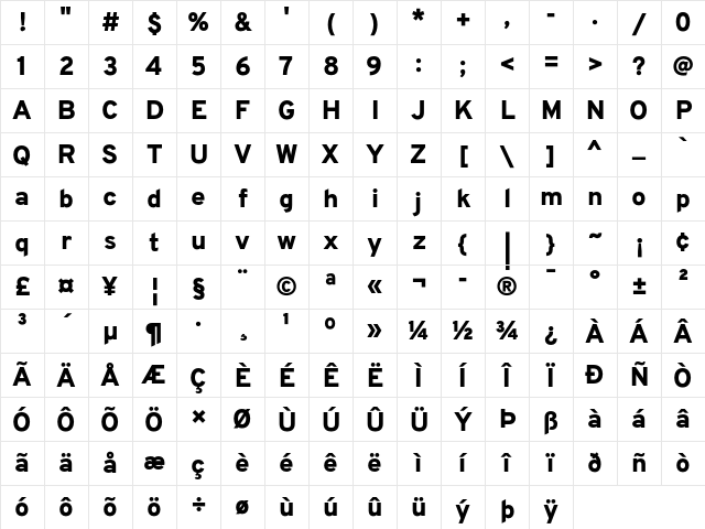 Overpass Nerd Font Regular Character Map