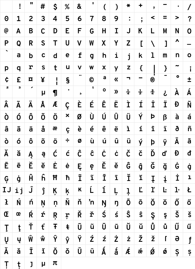 OverpassMono Nerd Font Mono Bold Character Map OverpassMono Nerd Font Mono Bold Character Map