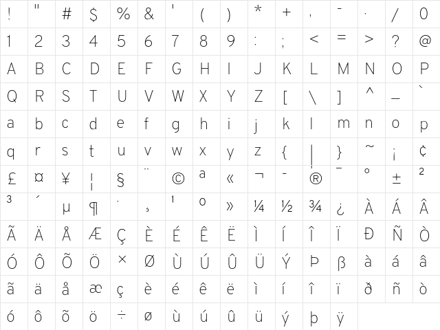 Overpass Nerd Font Mono Regular Character Map