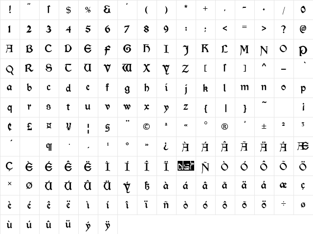 Morris Roman Black Character Map Morris Roman Black Character Map