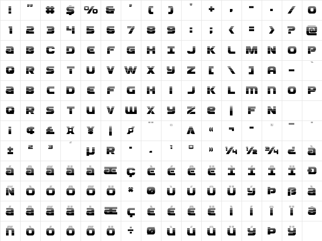 Ozda Halftone Regular Character Map