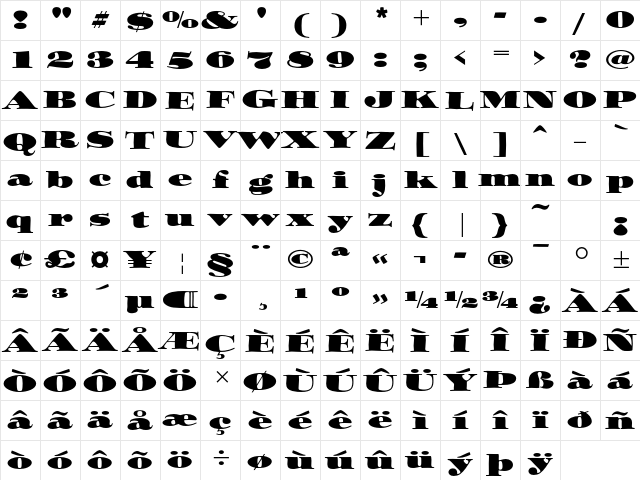 ITC Ozwald Std Regular Character Map