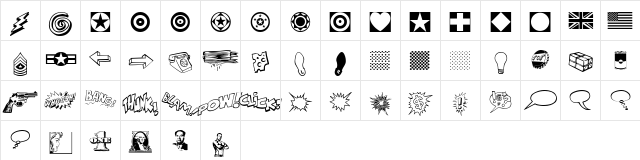 P22 Pop Art Extras Character Map