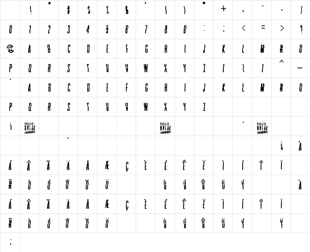 pacific break Regular Character Map pacific break Regular Character Map