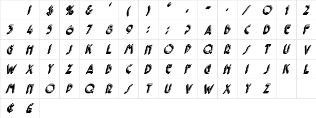 PacificCaps Oblique Character Map
