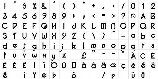 Pacotille bold Character Map Pacotille bold Character Map