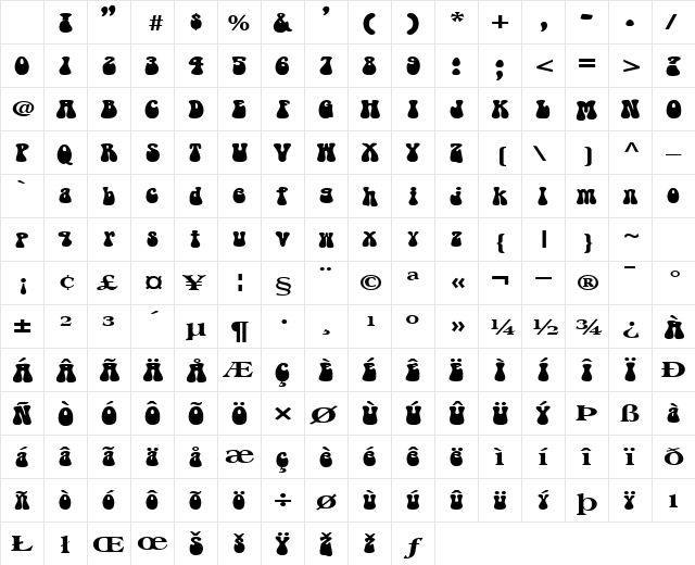 PaidInFull32 Regular Character Map