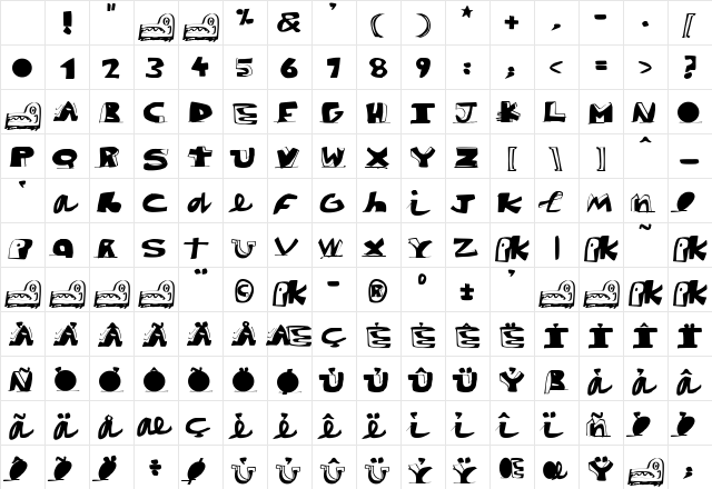 paintblack Regular Character Map