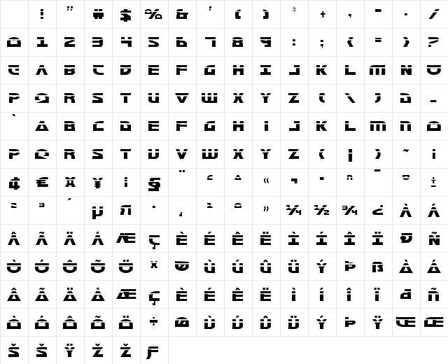 Morse NK Condensed Laser Character Map
