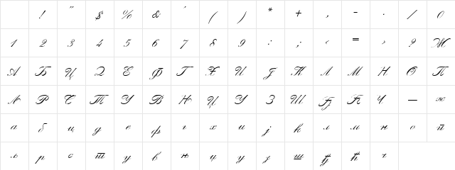 Palas Cirilica Regular Character Map Palas Cirilica Regular Character Map