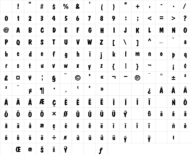 Palenque Bold Character Map Palenque Bold Character Map