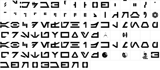 Aurek-Besh Regular Character Map