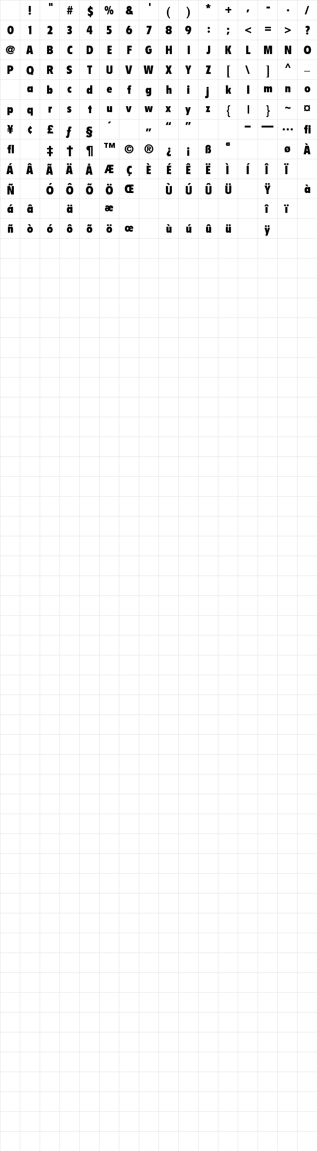 Paper_Bold Normal Character Map Paper_Bold Normal Character Map