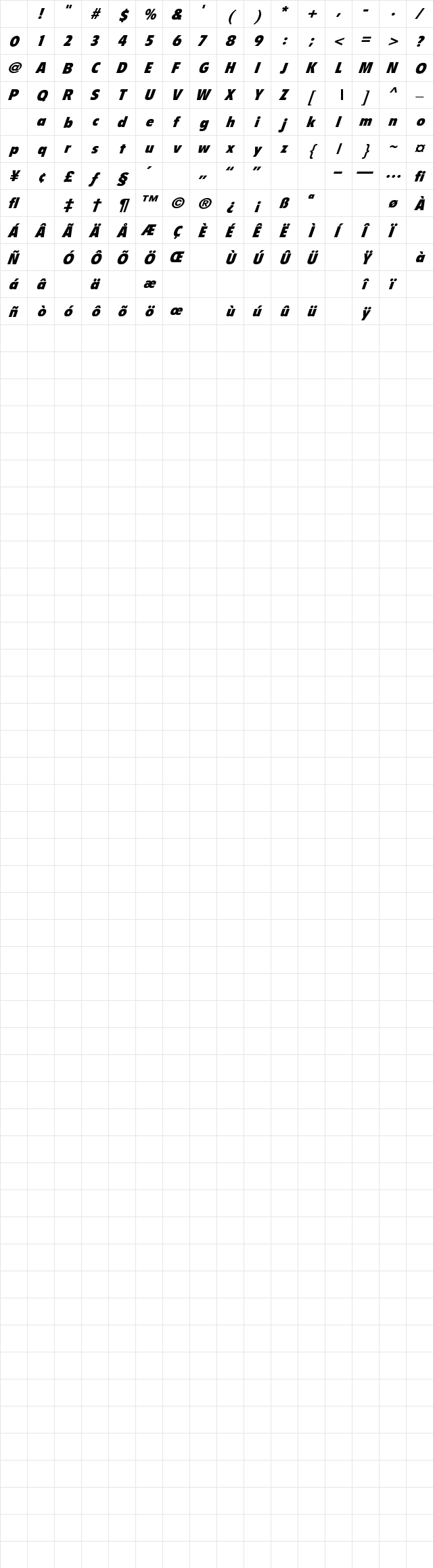 Paper_BoldItalic Normal Character Map Paper_BoldItalic Normal Character Map