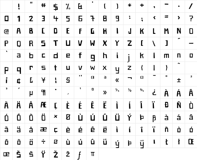 Paper Johnny Einhalb Regular Character Map Paper Johnny Einhalb Regular Character Map