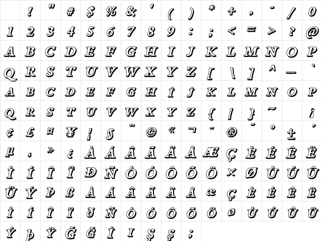 Papillons Outline Italic Character Map Papillons Outline Italic Character Map