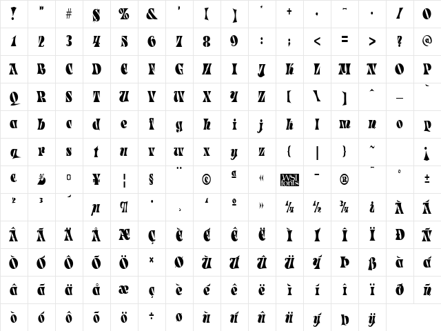 ParadeTight normal Character Map