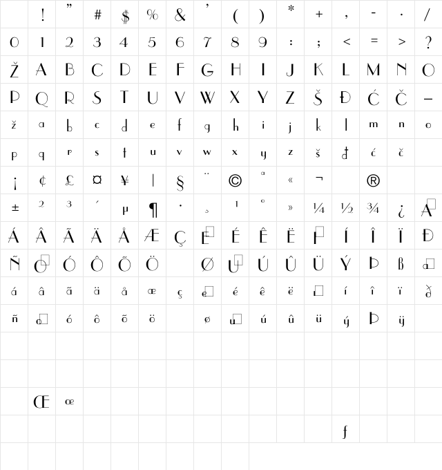 Paragon Regular Character Map Paragon Regular Character Map