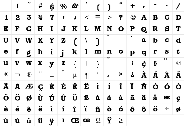 ParagonHeavy Regular Character Map ParagonHeavy Regular Character Map