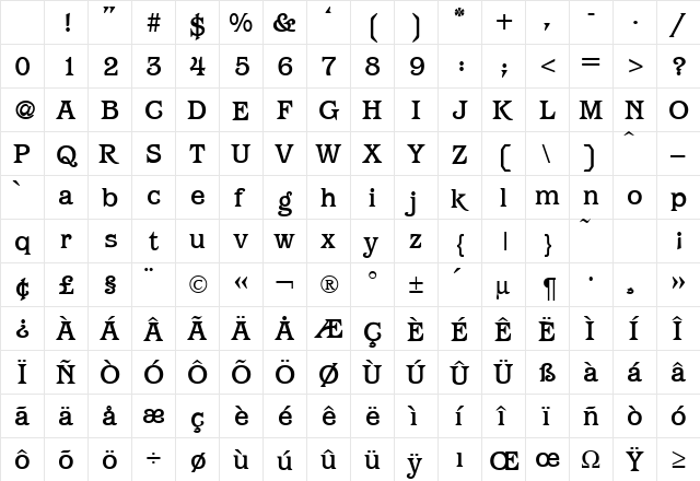 ParagonMedium Regular Character Map ParagonMedium Regular Character Map
