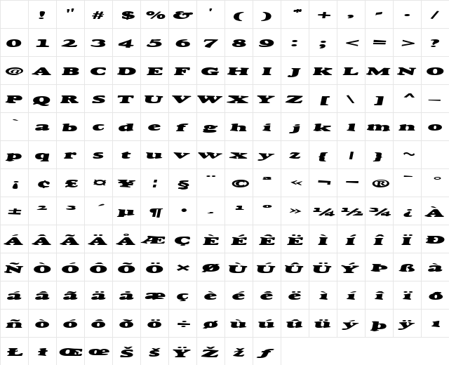 ParagonView38 Regular Character Map ParagonView38 Regular Character Map