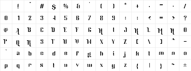 Parang Sondaica Regular Character Map Parang Sondaica Regular Character Map