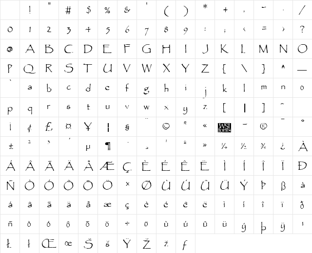 Parchment Regular Character Map Parchment Regular Character Map